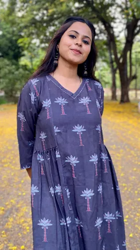 Tree Print Flared Kurti